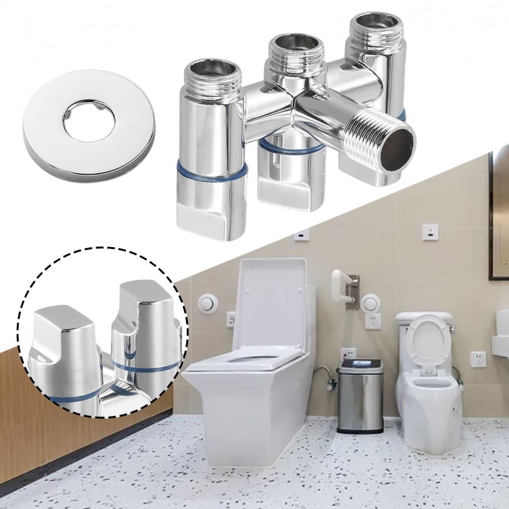 3 Way Angle Valve Grey One Inlet Three Outlets Silver
