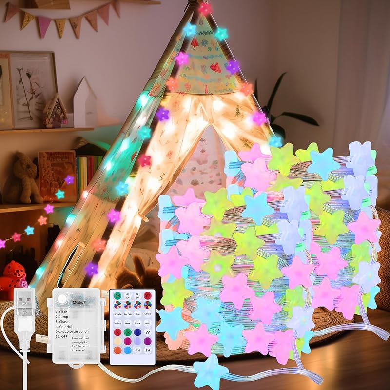 Fairy Lights Battery Operated Color Changing String Light with Remote, 16.4FT 1-Pack Twinkle LED Lights USB Plug or Battery Powered, Outdoor