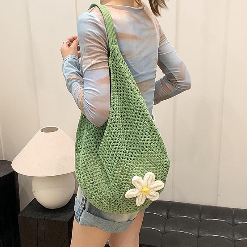 Trendy Hollow Out Weave Straw Bag Bohemian Beach Handbag Hollow Tote Bag Large Capacity Shopping Beach Bag