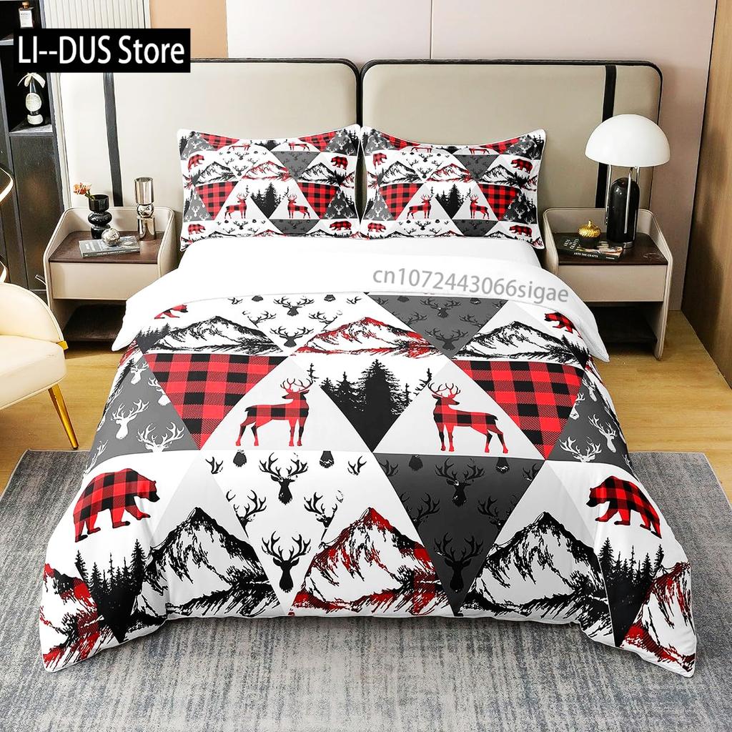 Mountains Duvet Cover Set, Decorative 3 Piece Bedding Set with 2 Pillow Shams, King Queen Full Size, Bedroom Decor Quilt Cover