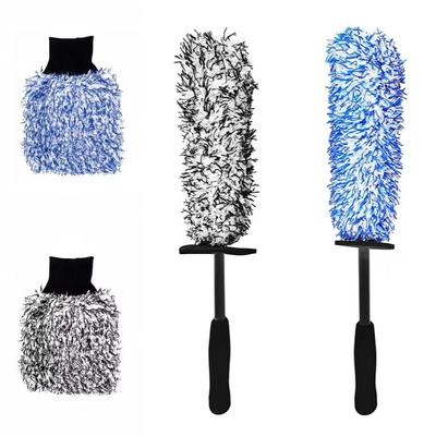 1Pc Car Wheel Brush Non-Slip Handle Microfiber Tire Cleaning Brushes Auto Wash Glove Car Accessory Easy To Cleaning Rims Spokes