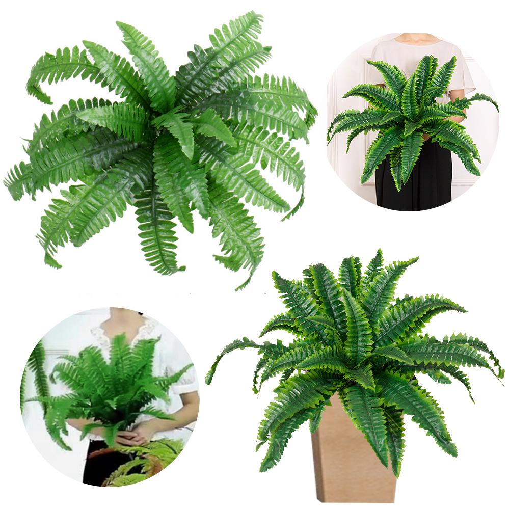 Artificial Boston Fern Fake Fern Bush Plant 20 Leaves for Each Bouquet Fake Grass Leaves Plant Lifelike for Office Garden Decor