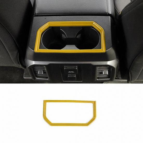 Rear Seat Armrest Water Cup Panel 1* For Ford F150 F-150 2015- Bright Yellow