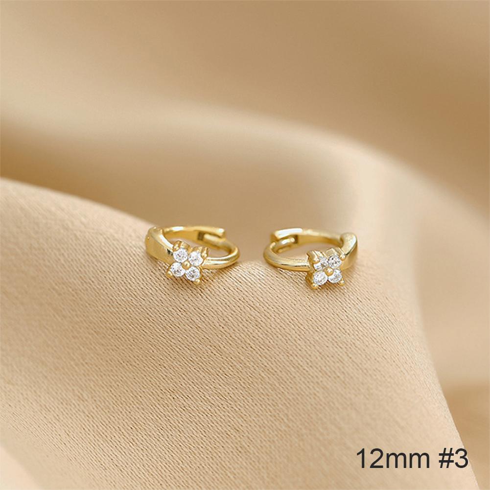 

1 пара позолоченных мини-сережек-колец из циркония, серьги-клипсы для пирсинга ушей со стразами, серьги-гвоздики для ушного хряща, женские украшения для ушей #3