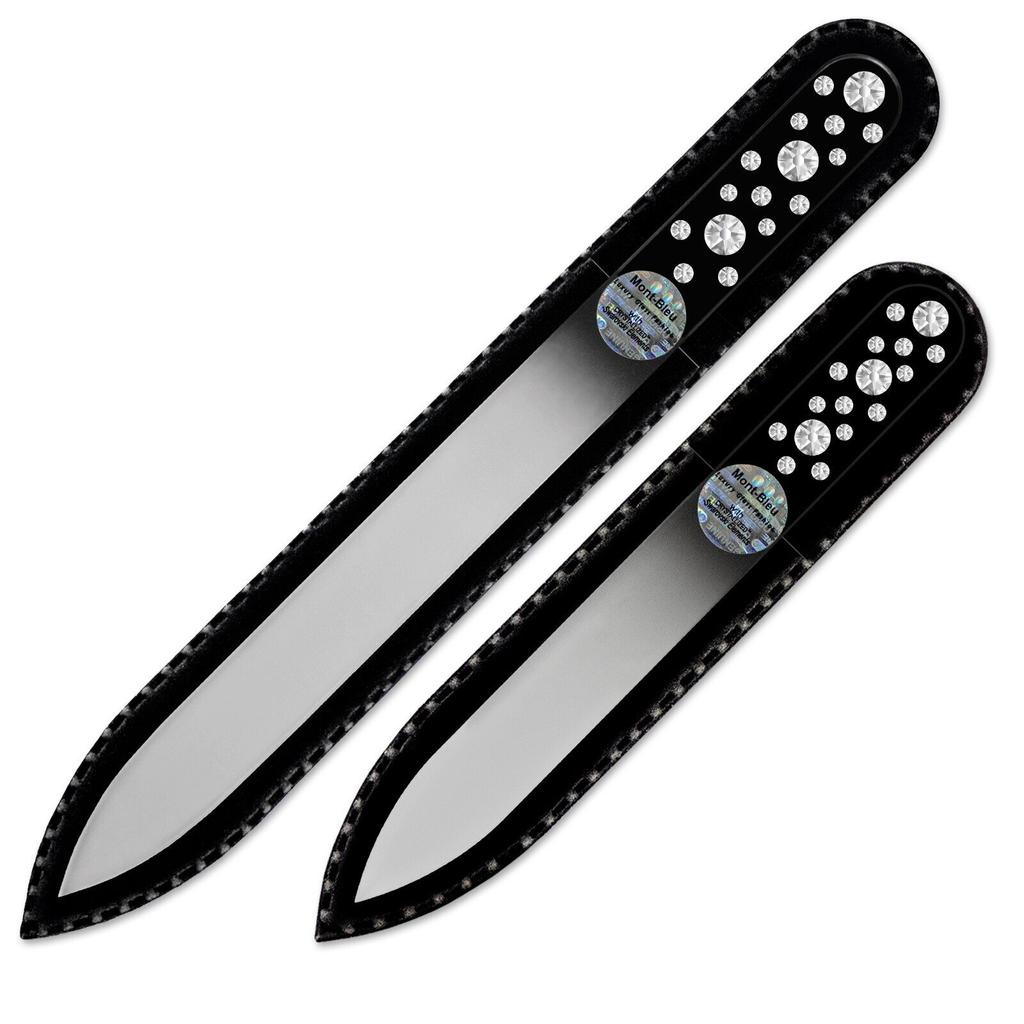 Set of 2 Black Glass Nail Files with Crystals CNB-MS