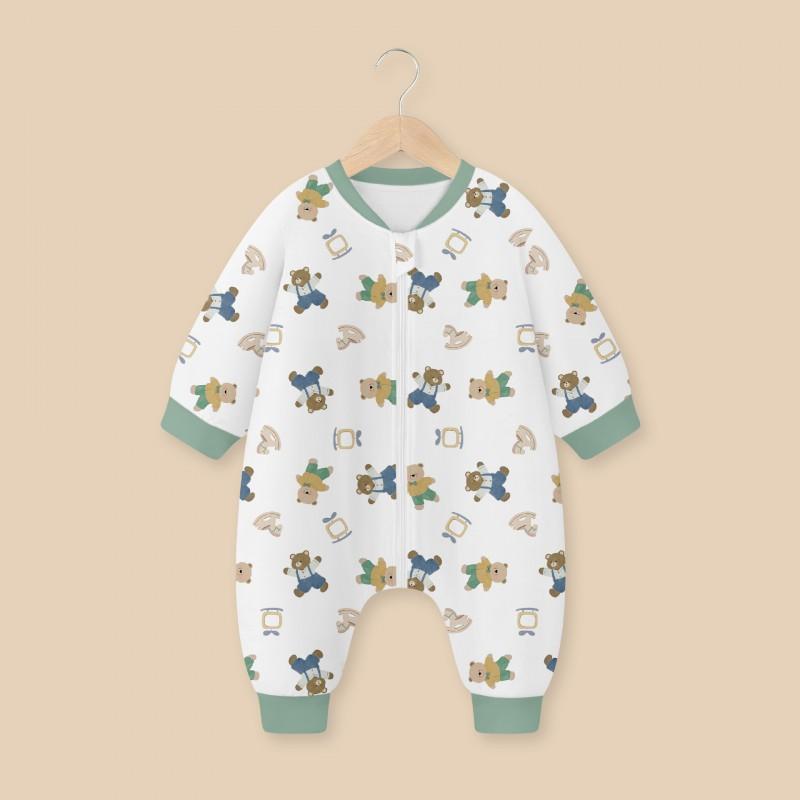 Cotton Warm Footed Sleepsuit Toddlers Winter 5-10C Anti-Kick Sleeping Bag With Belly Cover 20-50lbs