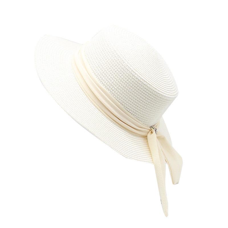 Vintage French Style Straw Hat Sun Protection Wide Brim Summer Beach Hat For Women