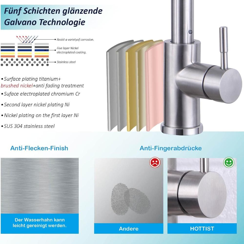 Kitchen Faucet, 360° Swivel Mixed Battery Kitchen Faucet, High Pressure High Bow Single Lever Kitchen Faucet, Dishwasher Faucet with G3/8 Connector,