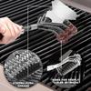 3in1 Grill Brush and Scraper with Handle Safe BBQ Brush Stainless Steel Bristle Grill Grate Cleaner for Grilling Grates Tool
