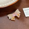 Four Centimeter Trendy Rhinestone Duckbill Hair Clips With Adorable Bow And Color Options