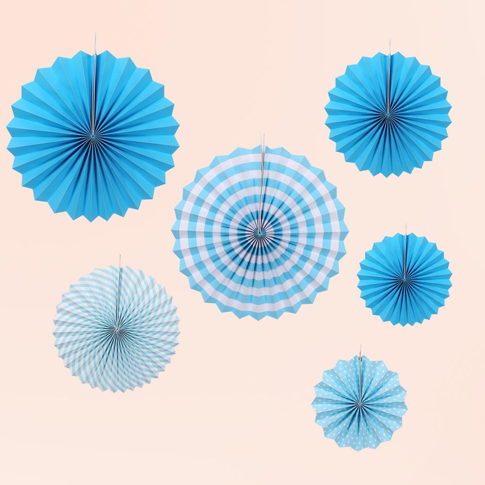 Vibrant Set Of 6 Paper Fans For Party Decoration And Atmosphere Enhancement