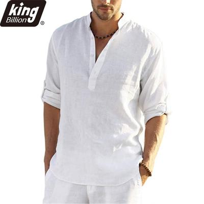 Nueva blusa informal para hombre, camisa de lino y algodón, camisetas holgadas, camiseta de manga larga, camisas informales para hombre guapo para primavera y otoño