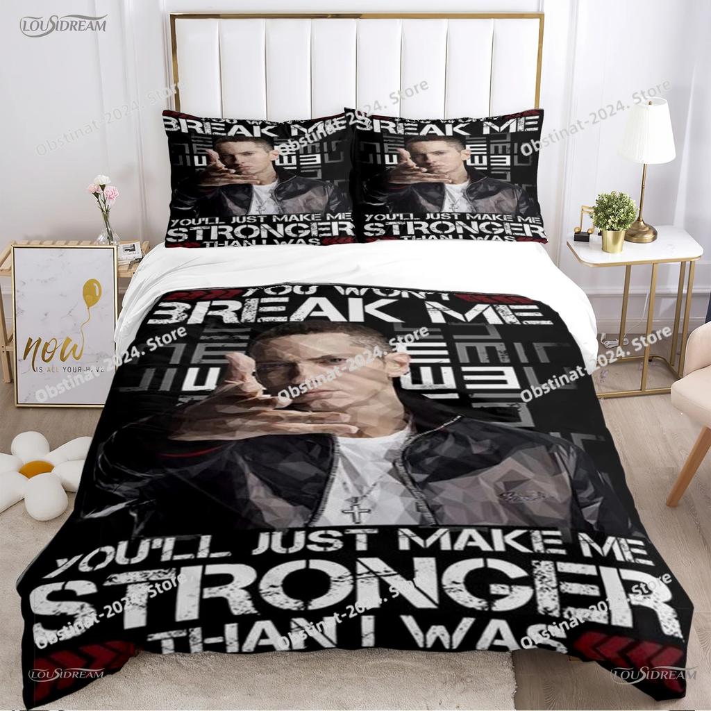 Eminem Hip-Hop-Sänger Ganzjahres-Bettdecke casal Bezüge Bettwäsche-Sets Weiche Steppdeckenbezüge und Kissenbezüge Teen SingleDoppelQueenKing