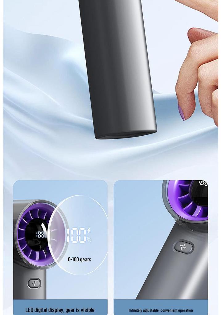 Smart Digital Display Handheld Fan with Hundred-Speed Adjustment - Portable & Powerful Outdoor Mini Fan