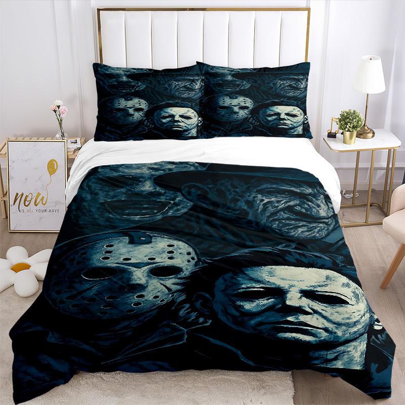 3pcs Horror Movie Monsters Duvet Cover Set - Machine Washable, Includes 1 Duvet Cover and 2 Pillowcases, No Core Included yy251022198