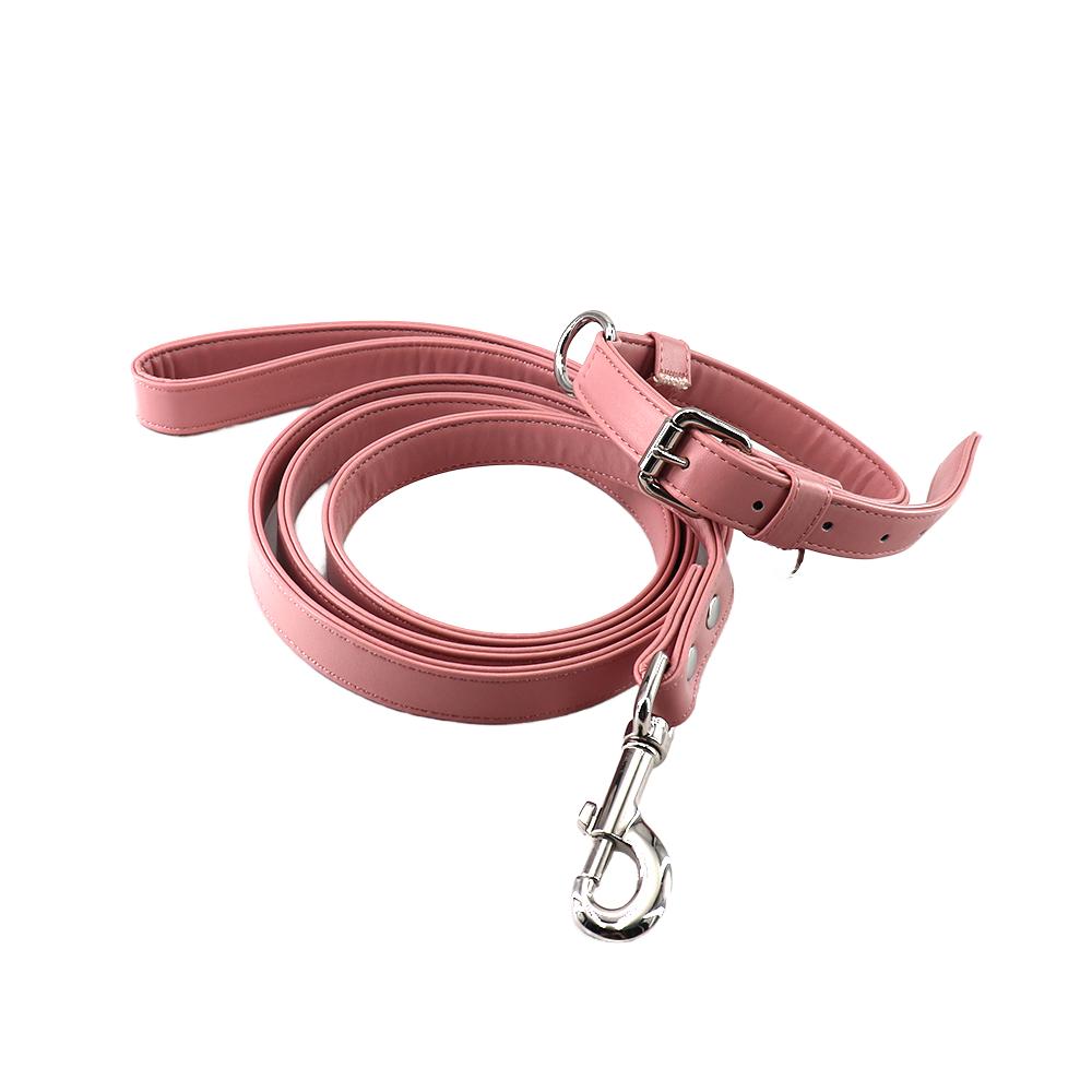 High-Quality Durable Luxury Padded Leather Dog Collar and Leash Set (Blue,S) синий