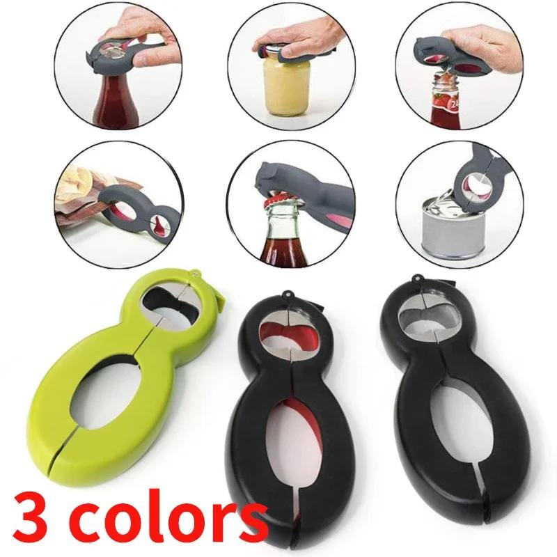 Portable Creative Jar Opener for Multifunctional 6-in-1 Bottle Opener Jar Lids Opener Stainless Steel Can Open theTool