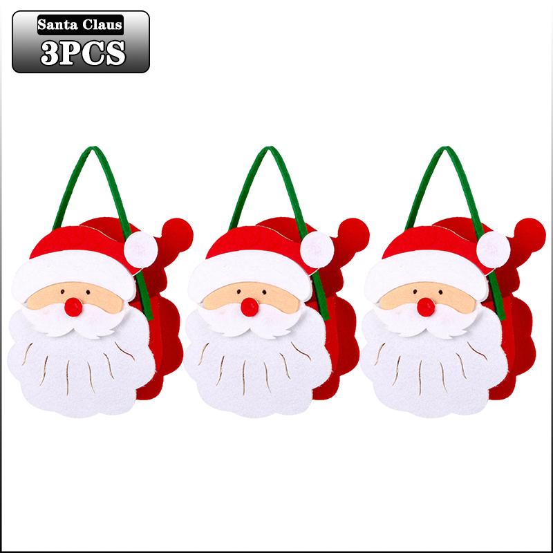 1-10PCS Christmas Felt Candy Bags Cartoon Apple Pouch Santa Sack Kids Gift Packaging Bag Xmas Tree Holiday Decoration
