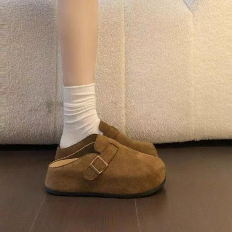 Autumn New Thick-soled Inner Height-increasing Bag Head Half Slippers, Women Wear One-pedal Boken Slippers