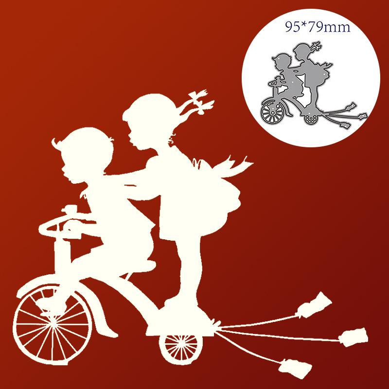 

Pdtoweb мальчик и девочка езда на велосипеде резки металла штампы DIY записки бумажные карты ремесло