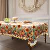 Hello Autumn Theme Tablecloth, Plaid + Autumn Printing Waterproof And Oil-Proof Leave-In Dining Table Coffee Table Decorative Cloth