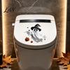 Easy Installation Toilet Decals Halloween Sticker, Ghost And Skeleton Print Decals, Waterproof PVC Funny Peel Stick Spooky Stickers, for Bathroom
