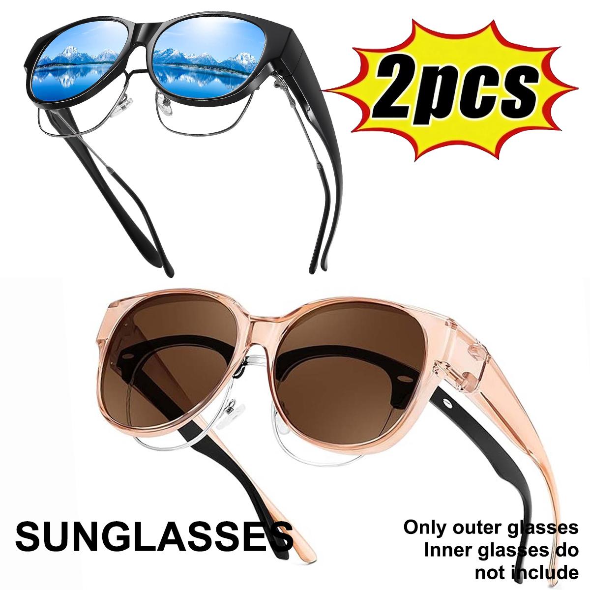 Fit Over Glasses Sunglasses,Sunglasses Over Glasses Women, Cat Eye Trendy Sun Shades UV400 Protection T03 2pack