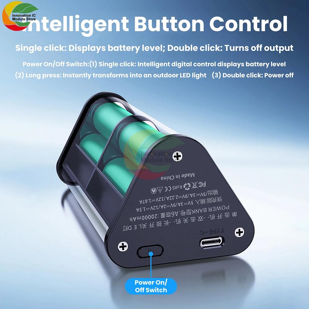 Removable 6-Cell 18650 Battery Case for Power Banks No-Solder Kit with Fast Flash Charging And Camping Light