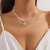 Color Blocked Bead Collarbone Chain Ocean Design Ceramic Necklace Small Fish Bohemian Necklace for Women