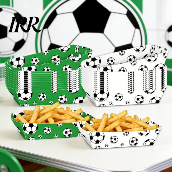 Popcorn Holder 12Pcs Paper Snack Box for French Fries Fried Chicken Snacks, Football Easy Assemble Food Container Theme Foldable Containers,