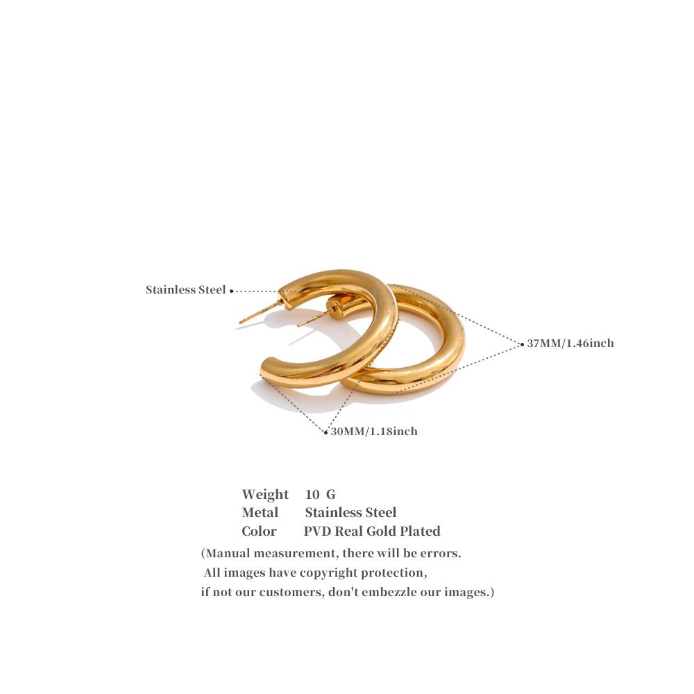 Eetit Daily Versatile Stainless Steel C-Shape Huggie Earrings for All Occasions 18K Gold Color Simple Charm Jewelry New