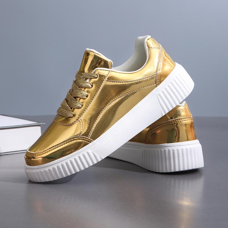 

2024 Trendy Sequin Sneakers: Breathable, Lightweight, Flat Sole Casual Sports Shoes 40 золотий