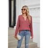 Spring and Autumn Women's Blouse Loose V-neck Long-sleeved Solid Colour Casual Tops