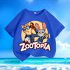 Pure Polyester Kids Short Sleeve Tee 2026 New, Zootopia Judy Nicky Cartoon Print Round Neck Casual Tops For Small Medium Children