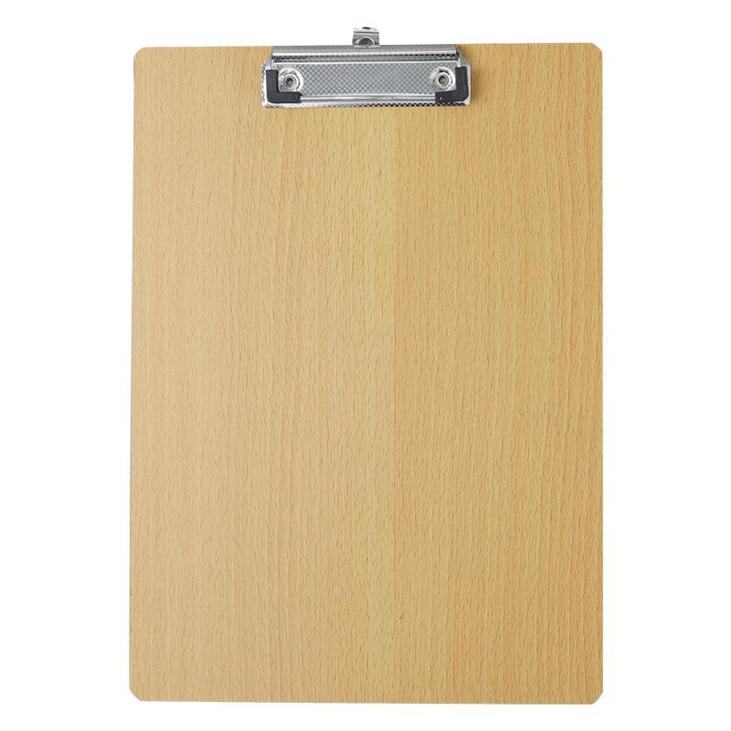 Zestaw 5 drewnianych podkładek z uchwytem na długopis, blokiem do pisania A4/A5 i teczką 16K - idealny do przyjmowania zamówień w restauracji i robienia notatek.