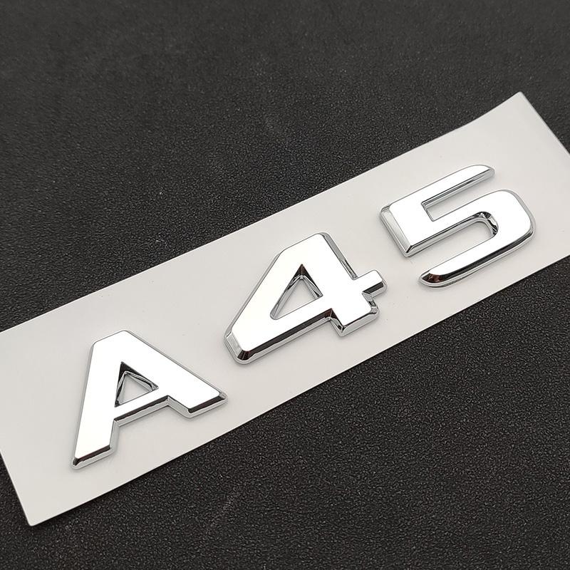 3d ABS Chrome Black A45 S Logo A45S Emblem Sticker Trunk Car Letters Turbo 4matic Badge For A45S AMG W177 Accessories