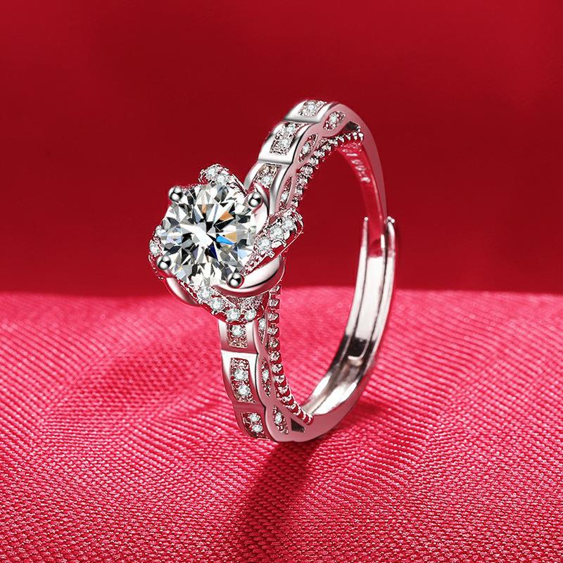 925 Sterling Silver Ring Hot AAA Zircon Adjustable Size Engagement Rings for Women Wedding Ring Party Fashion Nice Jewelry Gift