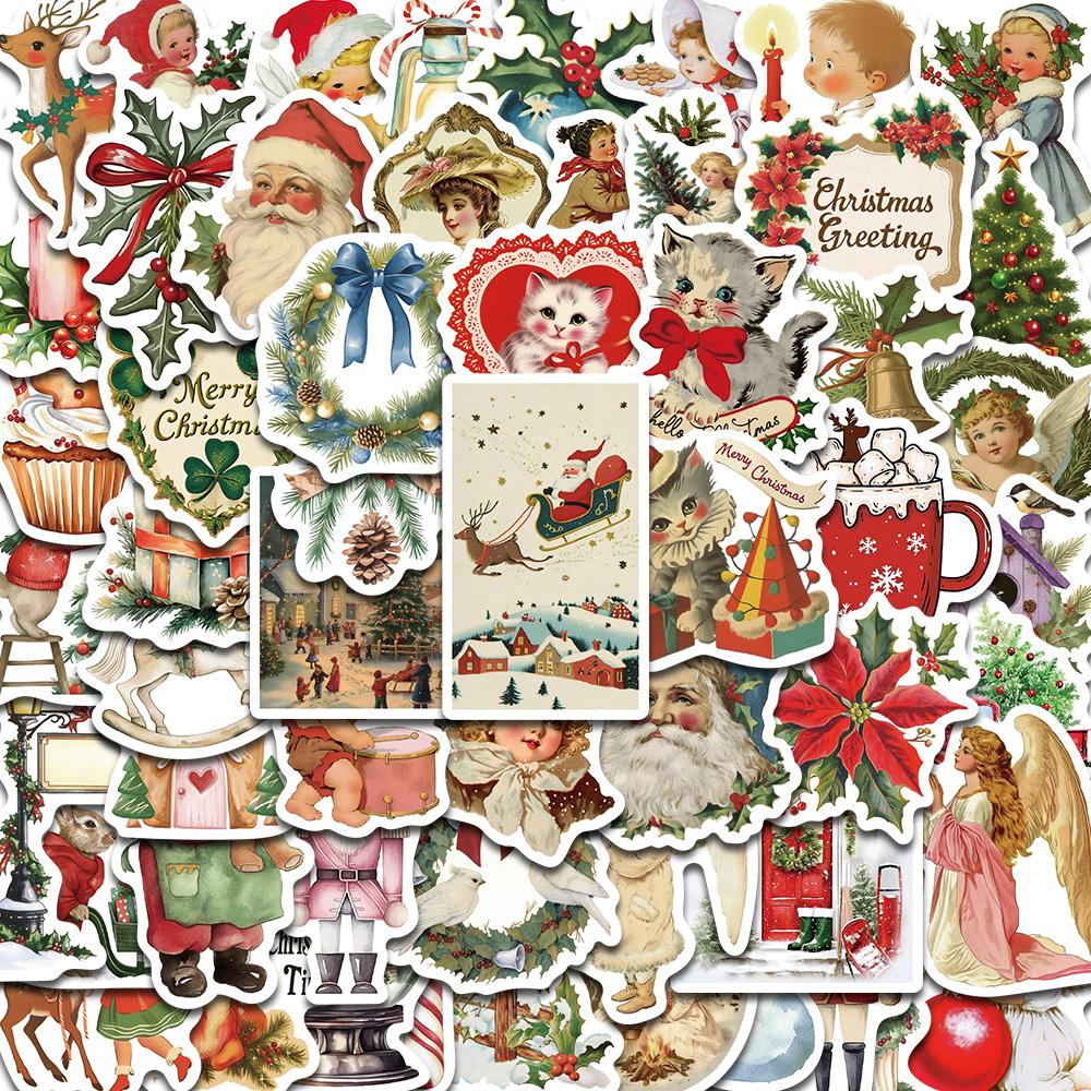 50PCS Romantic Christmas Stickers Home Decorative for Home 2025 Wall Sticker Gift Year Christmas 2025 Creative DIY Sticker