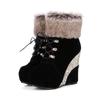 Fashion Wedge Shoes Women Suede Snow Boots Warm Plush Booties Slip-on Zipper Woman Winter Ankle Boot Women's Shoes Ladies Platform Boots