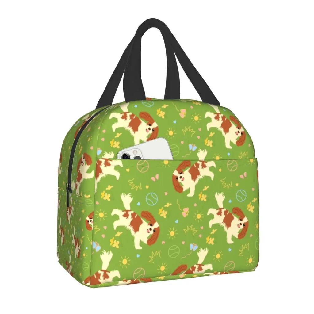 Dog Cavalier King Charles Spaniel Insulated Lunch Bag Resuable Cooler Thermal Lunch Box for Women Kid Picnic Travel