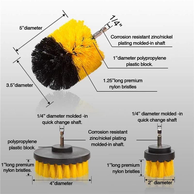 Electric Floor Scrubber 5-Piece Cleaning Brush Set Round For Carpet, Glass Car Wheel& Car Wash Tools