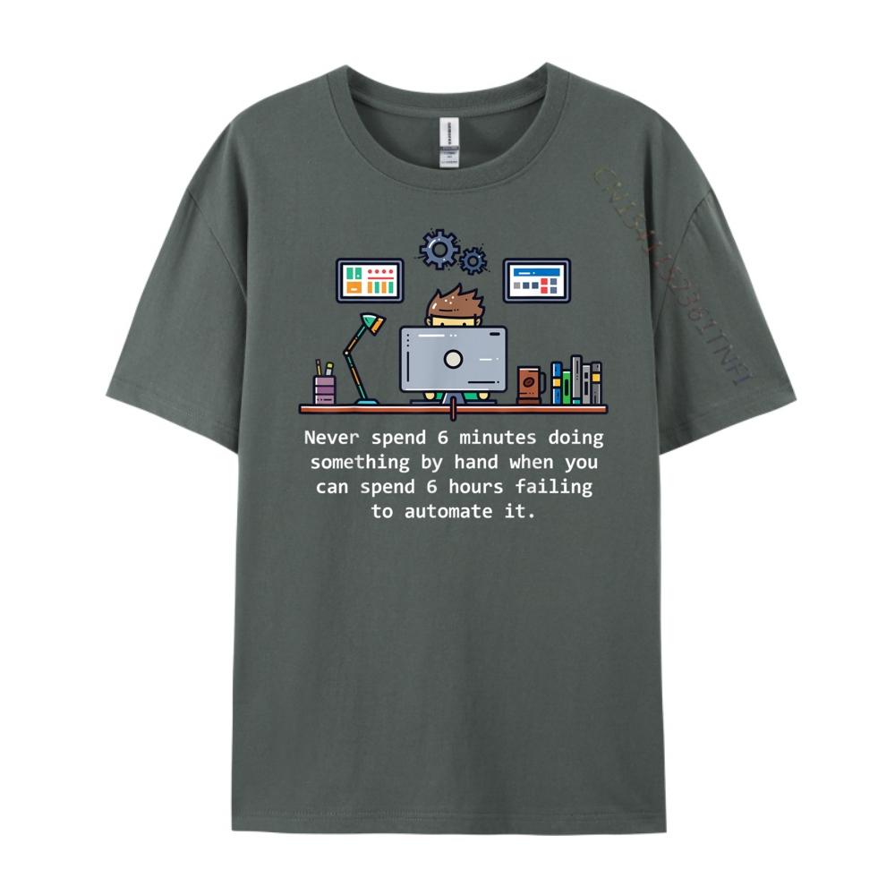 Computer Science Automation Joke Grey Shirt Graphic Tee Oversized T Shirt Men Free Shipping Clothes Leisure