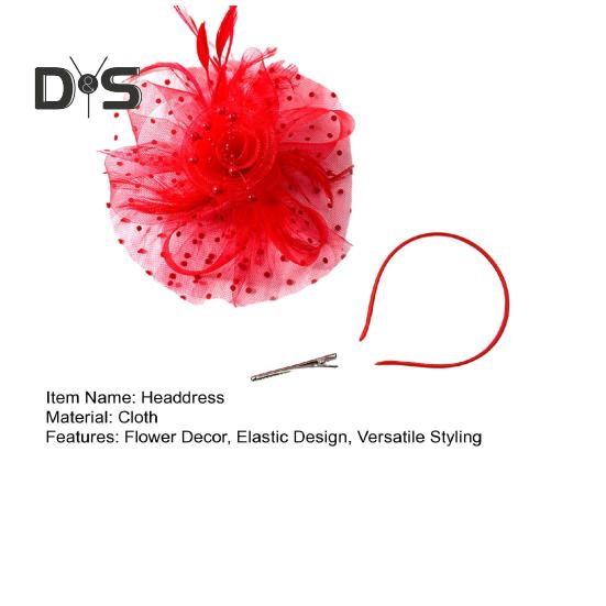 Retro Style Headdress Flowers Feathers Beads Decor Party Hair Hoop Dual-Purpose Hair Clip Band Hair Decoration