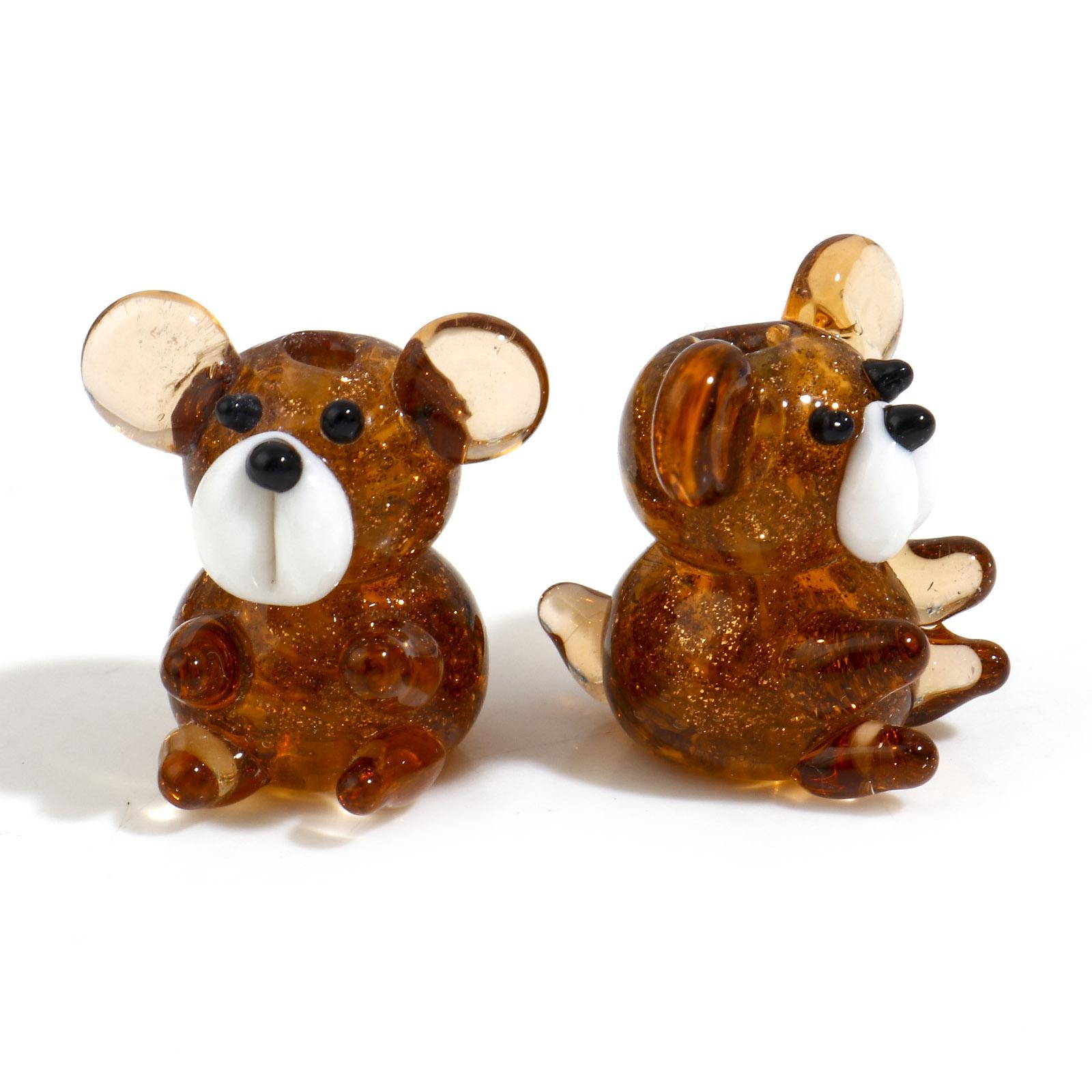 

2PCs 3D Bear Animal Lampwork Glass Beads Transparent Brown Beads For DIY Jewelry Making Beads 20mmx19mm, Hole: Approx 1.8mm коричневий