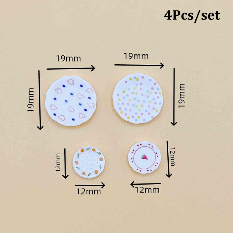 

4 шт. 1:12 Миниатюрная тарелка для кукольного домика Поднос для обеденной тарелки Кукольный домик Мини-кухня Посуда Украшения Игрушка Кукольный дом Аксессуары as the picture