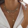 Accessories Retro Ethnic Style Clavicle Necklace Women, Simple Metal Sequin Necklace
