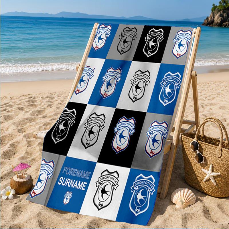 Card-iff Fc Crest Printed Microfiber Beach Towel, Soft And Absorbent, Quick-Dry, Ideal for Summer Travel, Beach Essential, Swimming Pool
