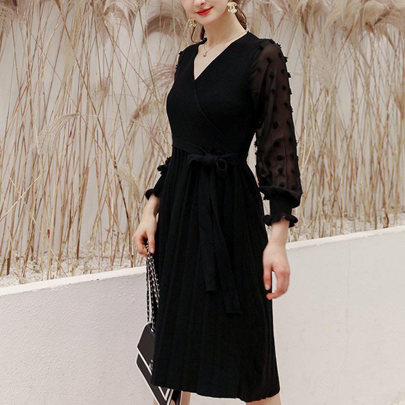 work dress wrap long sleeve Women's Faux V Neck Ruched A-Line Midi Party Cocktail Dresses making it an ideal choice for all Black Multi Floral Dress -