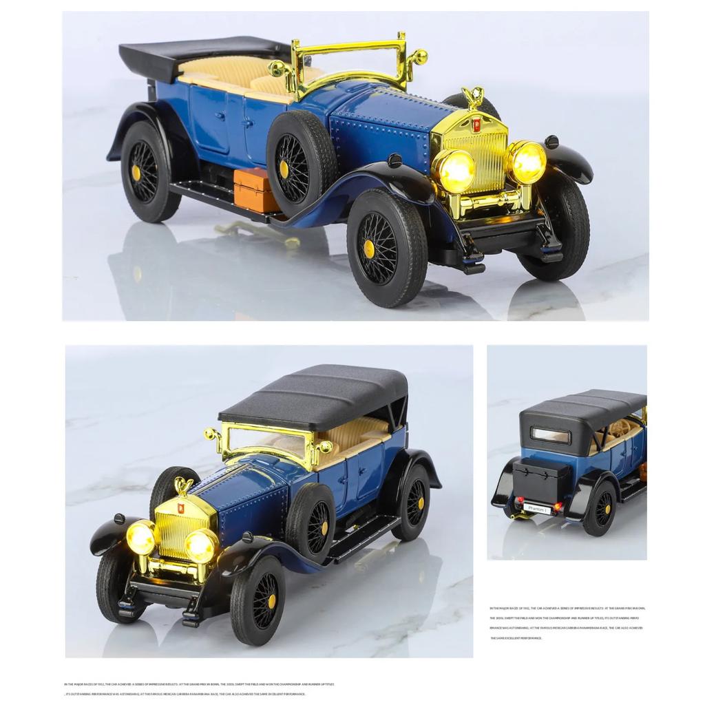 1/32 Rolls-Royce Phantom I Alloy Classic Old Car Model Metal Retro Luxy Vehicles Car Model Sound Light Simulation Kids Toys Gift