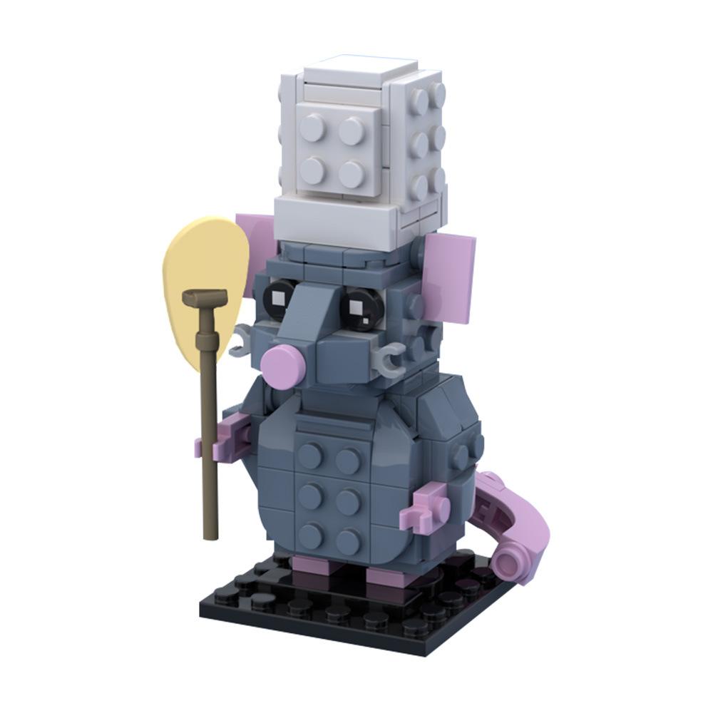 Chef Mouse Building Block Model Animation Comedy Movie Creative Animal Characters Assembling Brick Toys As a Gift for Food Fans
